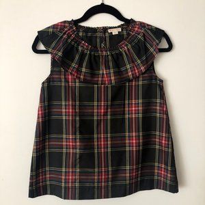 J. Crew (Crewcuts) Girl's Plaid Ruffle Neck Sleeveless Blouse